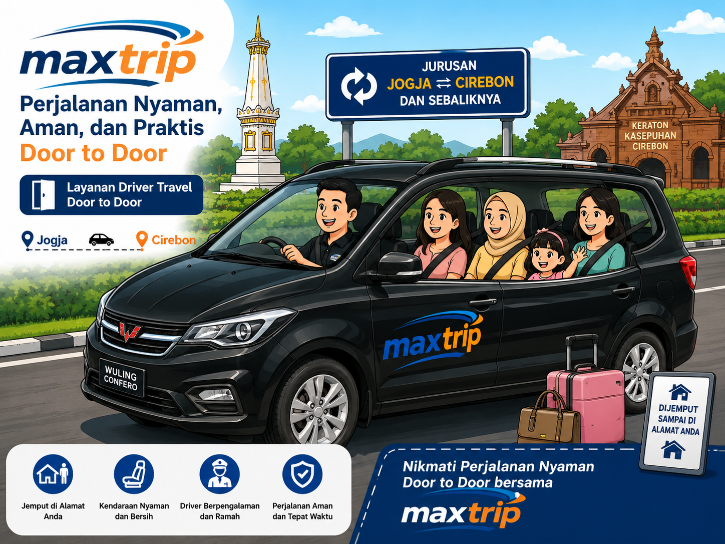 Travel dan pengiriman paket / barang door to door jurusan Jogja Cirebon dan sebaliknya by maxtrip